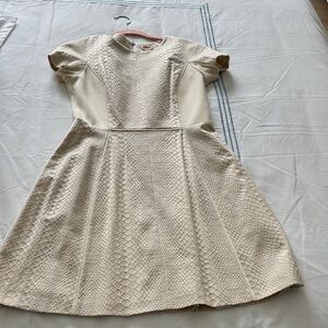 Rebecca Taylor Cream Textured Fit & Flare Dress